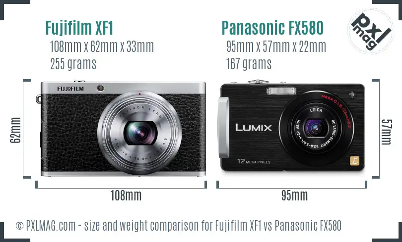 Fujifilm XF1 vs Panasonic FX580 size comparison