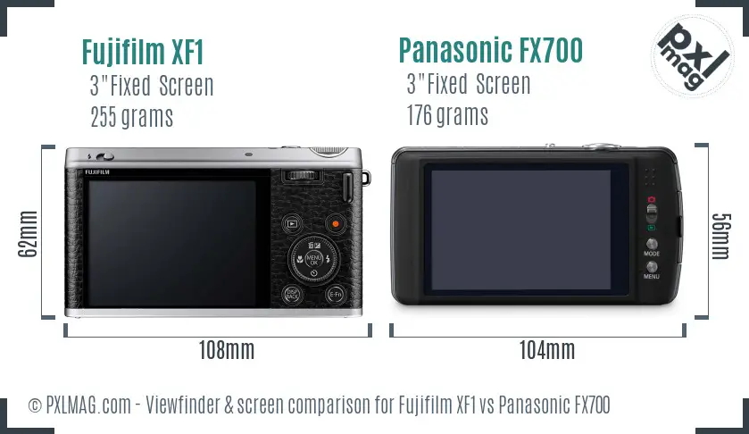 Fujifilm XF1 vs Panasonic FX700 Screen and Viewfinder comparison