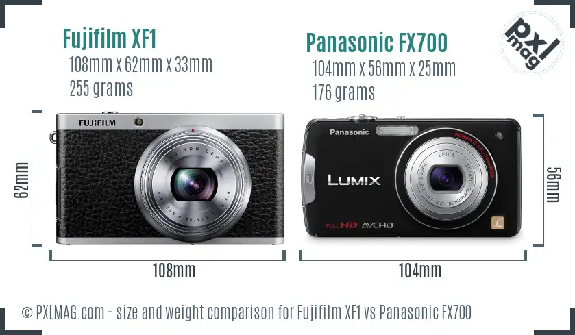 Fujifilm XF1 vs Panasonic FX700 size comparison