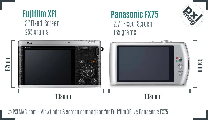 Fujifilm XF1 vs Panasonic FX75 Screen and Viewfinder comparison