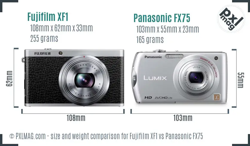 Fujifilm XF1 vs Panasonic FX75 size comparison Fujifilm XF1 vs Panasonic FX75 size comparison