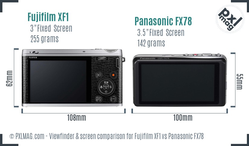 Fujifilm XF1 vs Panasonic FX78 Screen and Viewfinder comparison