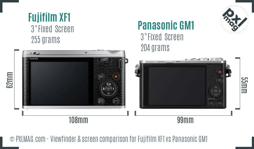 Fujifilm XF1 vs Panasonic GM1 Screen and Viewfinder comparison