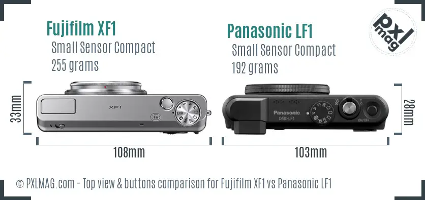 Fujifilm XF1 vs Panasonic LF1 top view buttons comparison Fujifilm XF1 vs Panasonic LF1 top view buttons comparison
