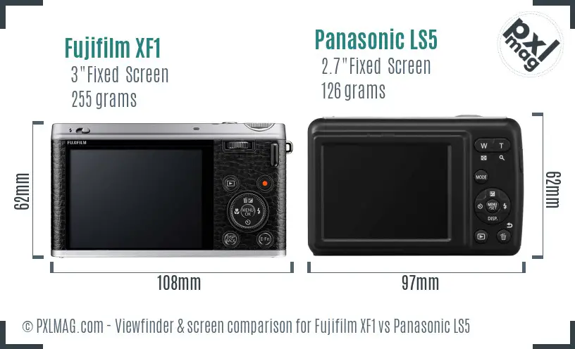 Fujifilm XF1 vs Panasonic LS5 Screen and Viewfinder comparison