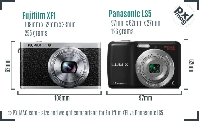 Fujifilm XF1 vs Panasonic LS5 size comparison