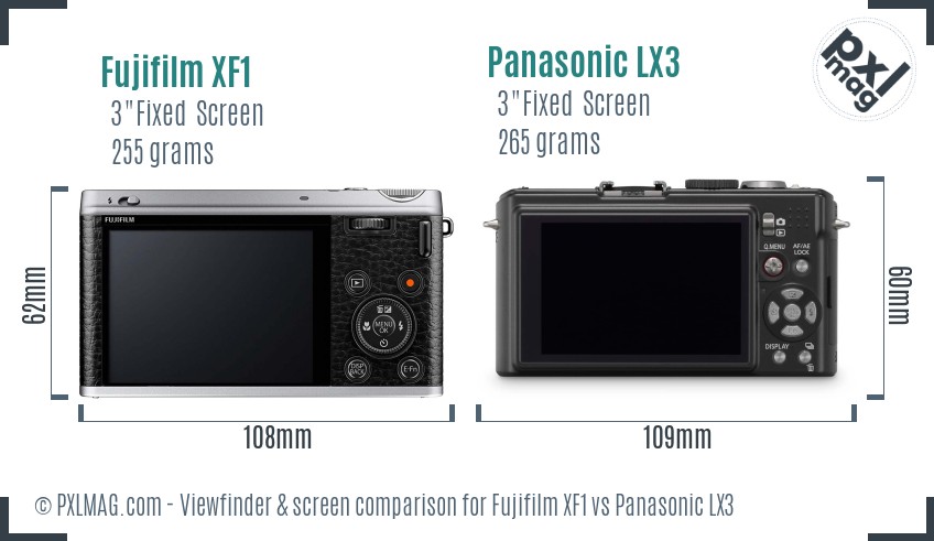 Fujifilm XF1 vs Panasonic LX3 Screen and Viewfinder comparison