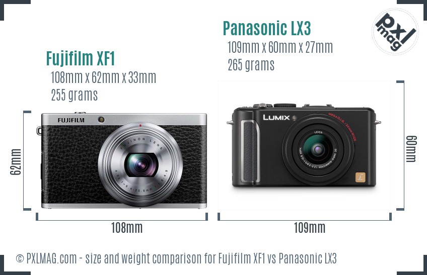 Fujifilm XF1 vs Panasonic LX3 size comparison Fujifilm XF1 vs Panasonic LX3 size comparison