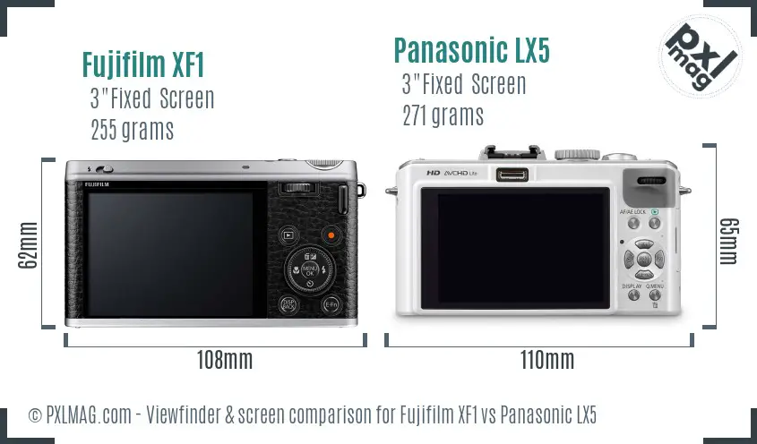 Fujifilm XF1 vs Panasonic LX5 Screen and Viewfinder comparison