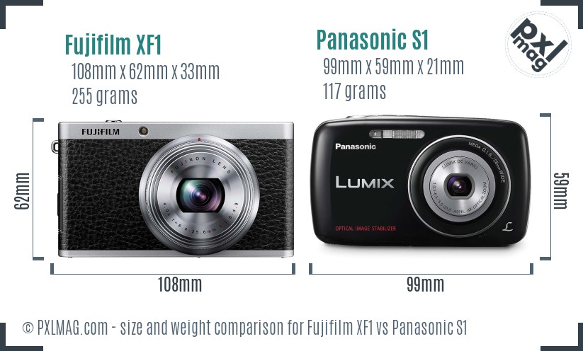 Fujifilm XF1 vs Panasonic S1 size comparison