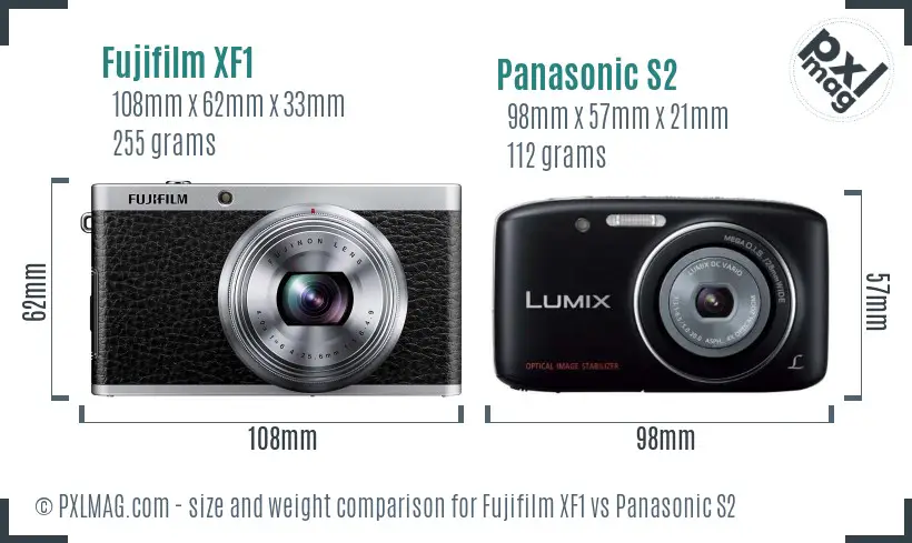 Fujifilm XF1 vs Panasonic S2 size comparison