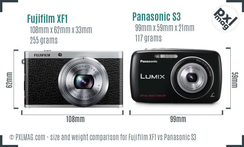 Fujifilm XF1 vs Panasonic S3 size comparison