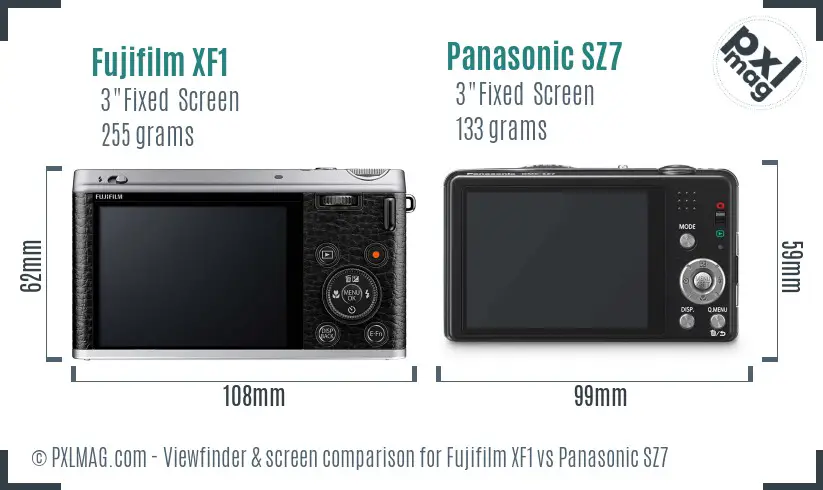 Fujifilm XF1 vs Panasonic SZ7 Screen and Viewfinder comparison