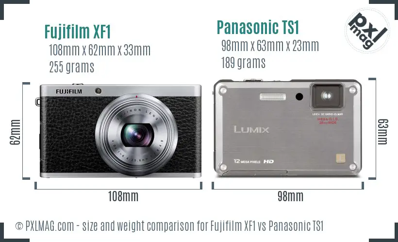 Fujifilm XF1 vs Panasonic TS1 size comparison