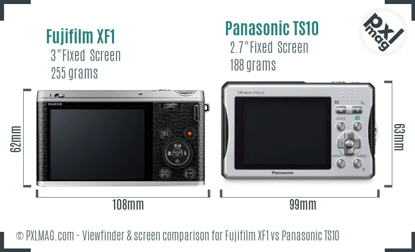 Fujifilm XF1 vs Panasonic TS10 Screen and Viewfinder comparison