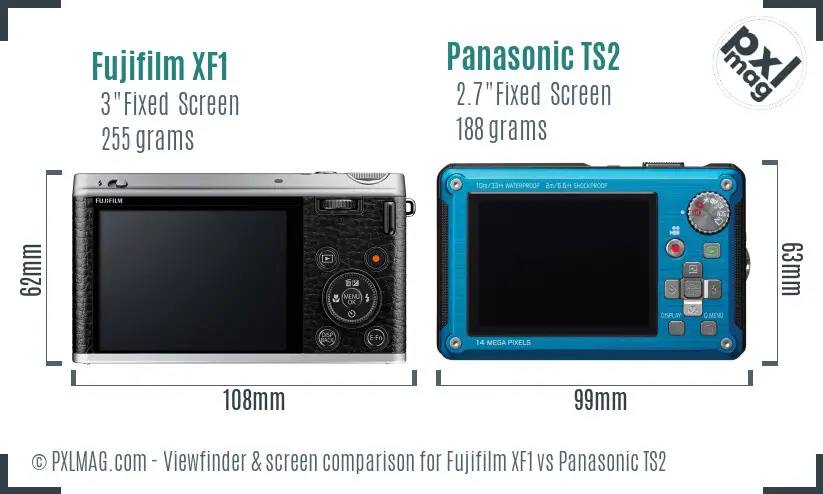Fujifilm XF1 vs Panasonic TS2 Screen and Viewfinder comparison