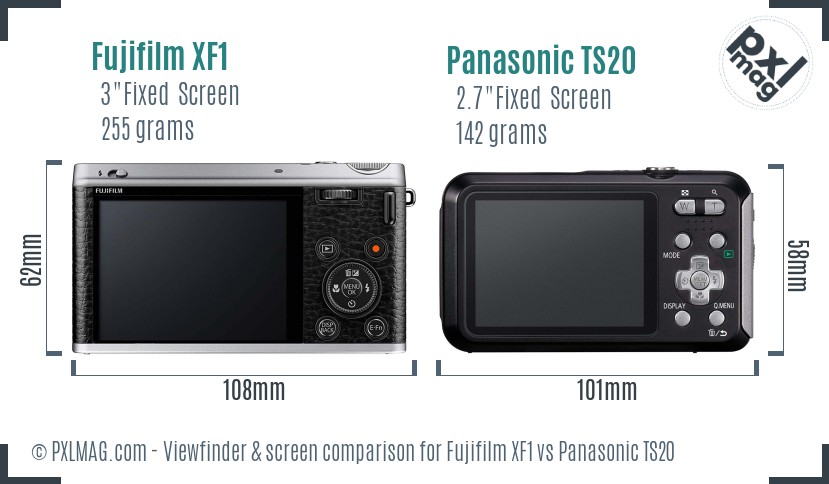 Fujifilm XF1 vs Panasonic TS20 Screen and Viewfinder comparison