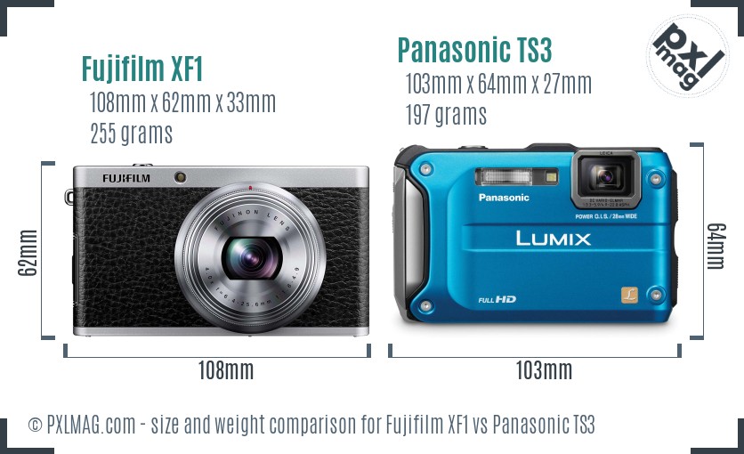 Fujifilm XF1 vs Panasonic TS3 size comparison Fujifilm XF1 vs Panasonic TS3 size comparison
