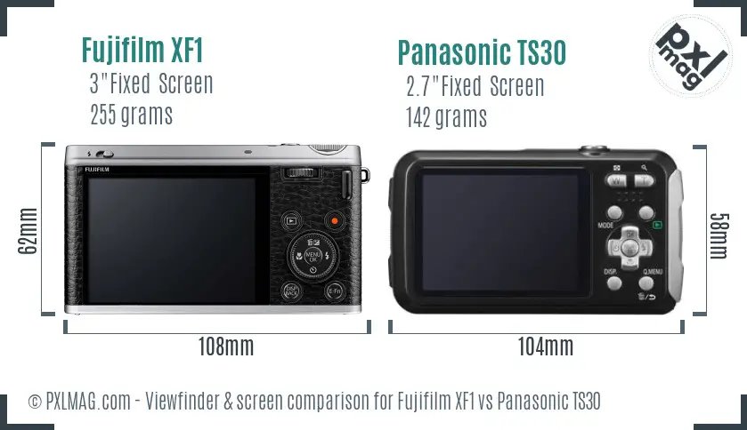 Fujifilm XF1 vs Panasonic TS30 Screen and Viewfinder comparison