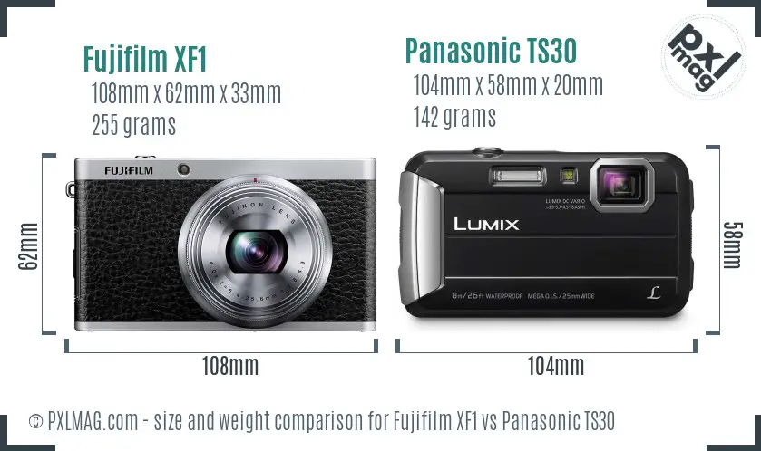 Fujifilm XF1 vs Panasonic TS30 size comparison