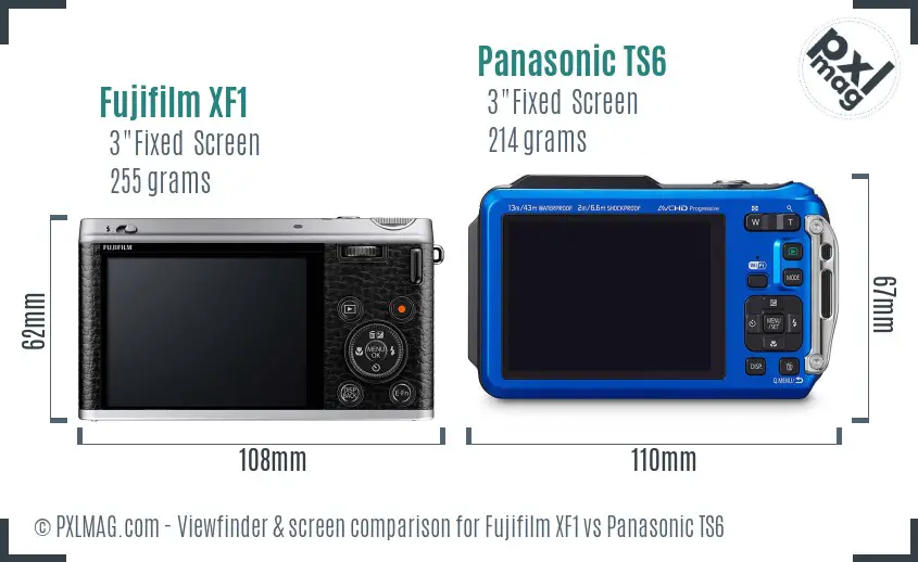 Fujifilm XF1 vs Panasonic TS6 Screen and Viewfinder comparison Fujifilm XF1 vs Panasonic TS6 Screen and Viewfinder comparison