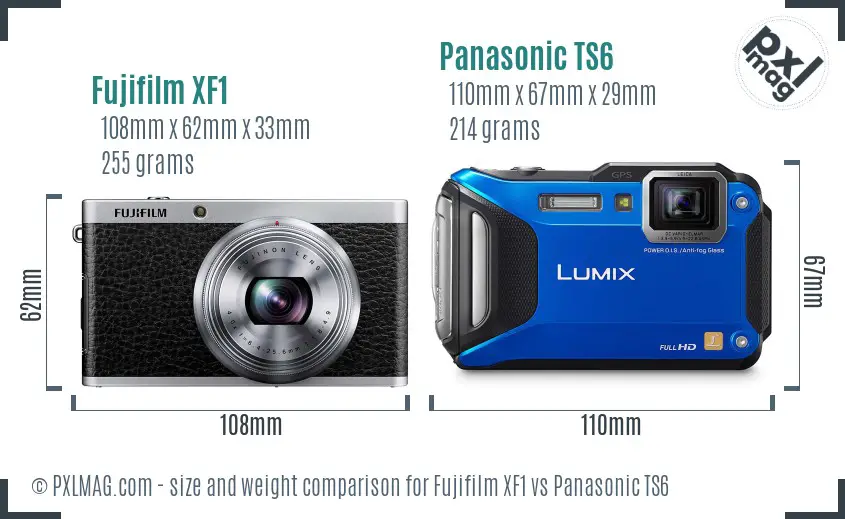 Fujifilm XF1 vs Panasonic TS6 size comparison Fujifilm XF1 vs Panasonic TS6 size comparison