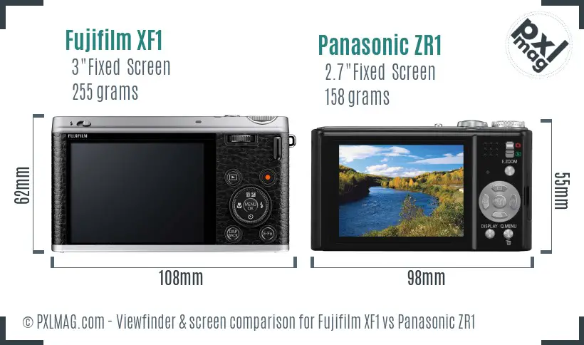 Fujifilm XF1 vs Panasonic ZR1 Screen and Viewfinder comparison