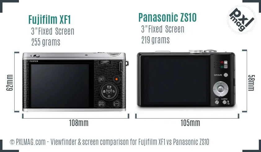 Fujifilm XF1 vs Panasonic ZS10 Screen and Viewfinder comparison