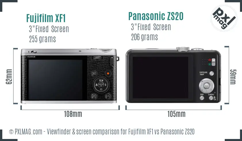 Fujifilm XF1 vs Panasonic ZS20 Screen and Viewfinder comparison