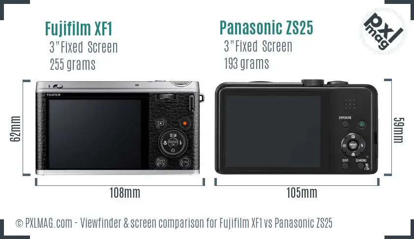 Fujifilm XF1 vs Panasonic ZS25 Screen and Viewfinder comparison Fujifilm XF1 vs Panasonic ZS25 Screen and Viewfinder comparison