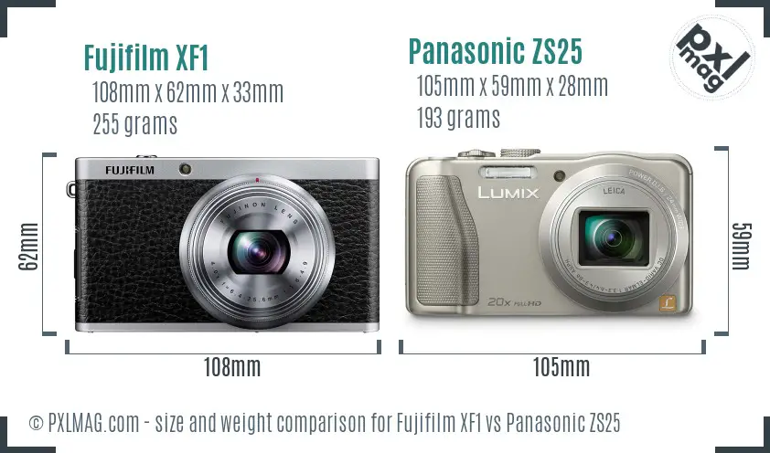 Fujifilm XF1 vs Panasonic ZS25 size comparison Fujifilm XF1 vs Panasonic ZS25 size comparison