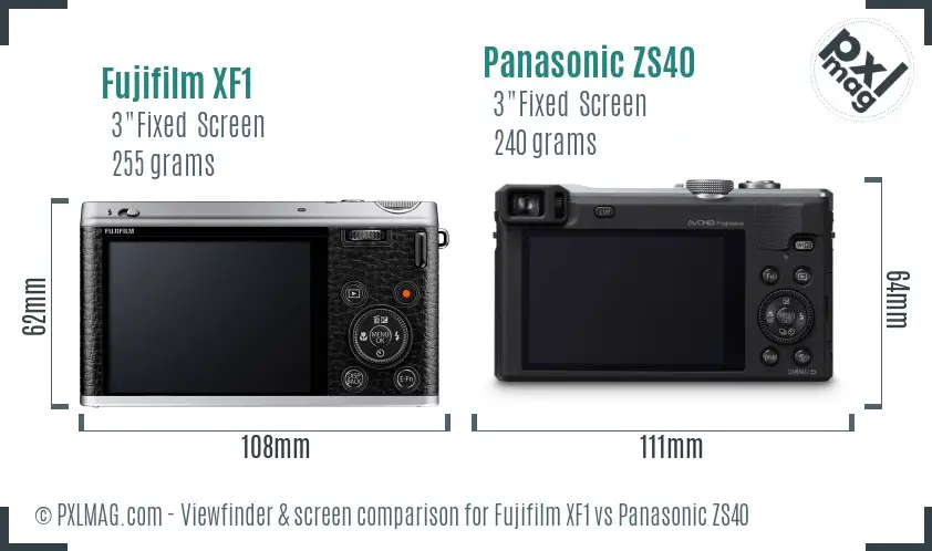 Fujifilm XF1 vs Panasonic ZS40 Screen and Viewfinder comparison Fujifilm XF1 vs Panasonic ZS40 Screen and Viewfinder comparison