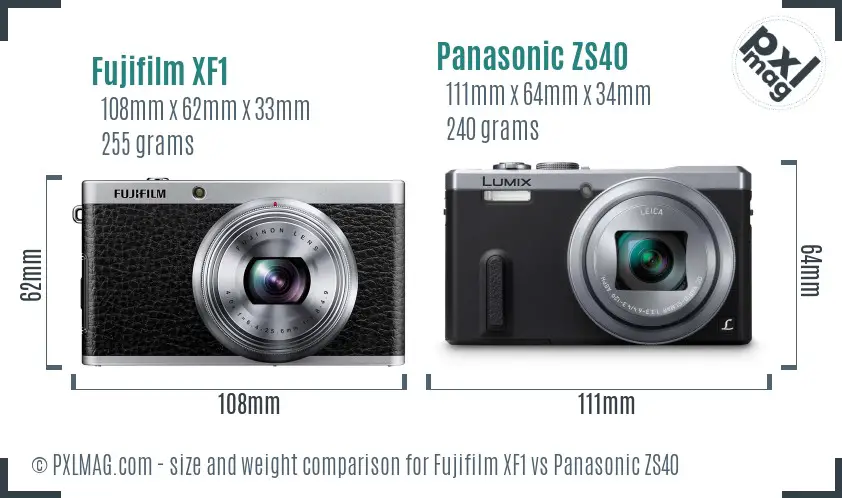 Fujifilm XF1 vs Panasonic ZS40 size comparison Fujifilm XF1 vs Panasonic ZS40 size comparison