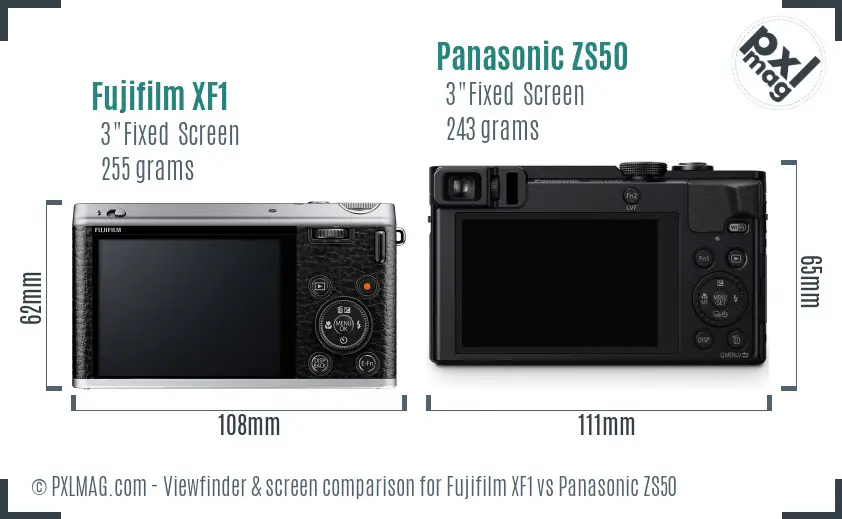 Fujifilm XF1 vs Panasonic ZS50 Screen and Viewfinder comparison Fujifilm XF1 vs Panasonic ZS50 Screen and Viewfinder comparison