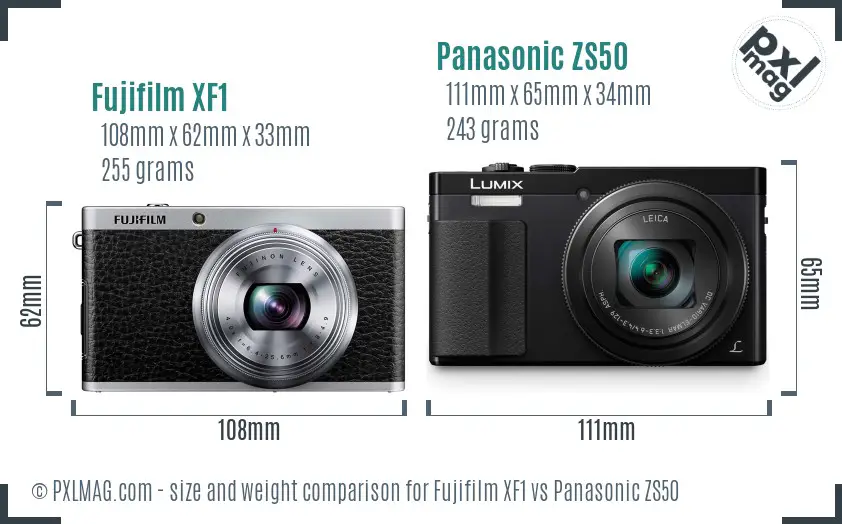 Fujifilm XF1 vs Panasonic ZS50 size comparison Fujifilm XF1 vs Panasonic ZS50 size comparison