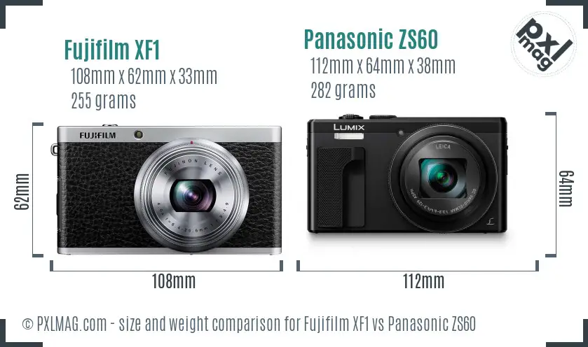 Fujifilm XF1 vs Panasonic ZS60 size comparison