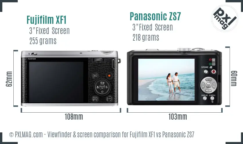 Fujifilm XF1 vs Panasonic ZS7 Screen and Viewfinder comparison