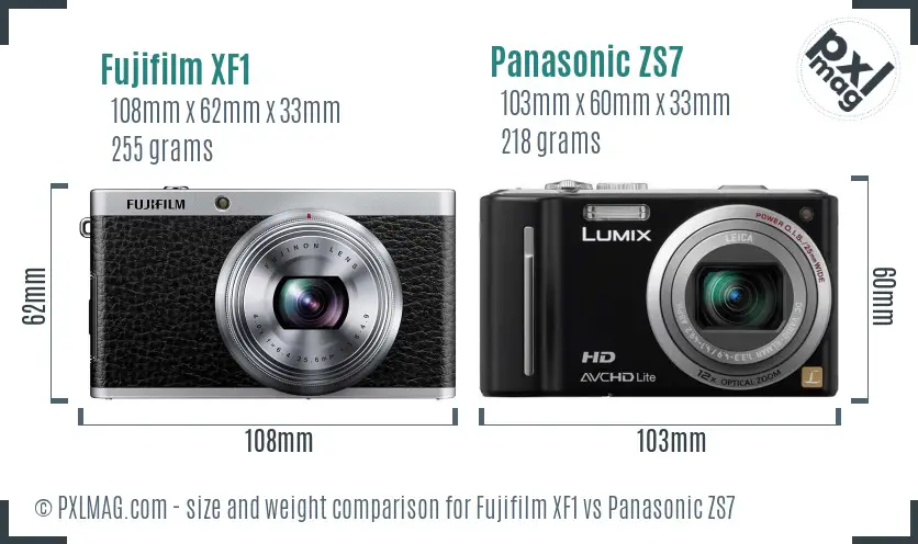 Fujifilm XF1 vs Panasonic ZS7 size comparison Fujifilm XF1 vs Panasonic ZS7 size comparison