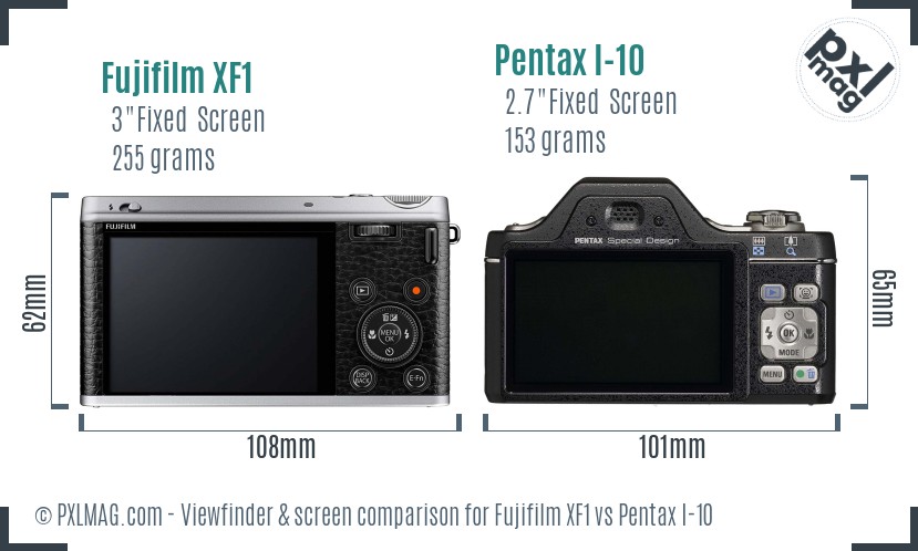 Fujifilm XF1 vs Pentax I-10 Screen and Viewfinder comparison