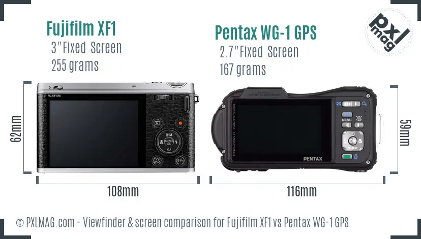 Fujifilm XF1 vs Pentax WG-1 GPS Screen and Viewfinder comparison Fujifilm XF1 vs Pentax WG-1 GPS Screen and Viewfinder comparison
