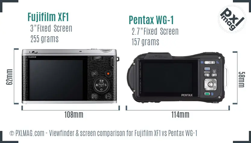 Fujifilm XF1 vs Pentax WG-1 Screen and Viewfinder comparison