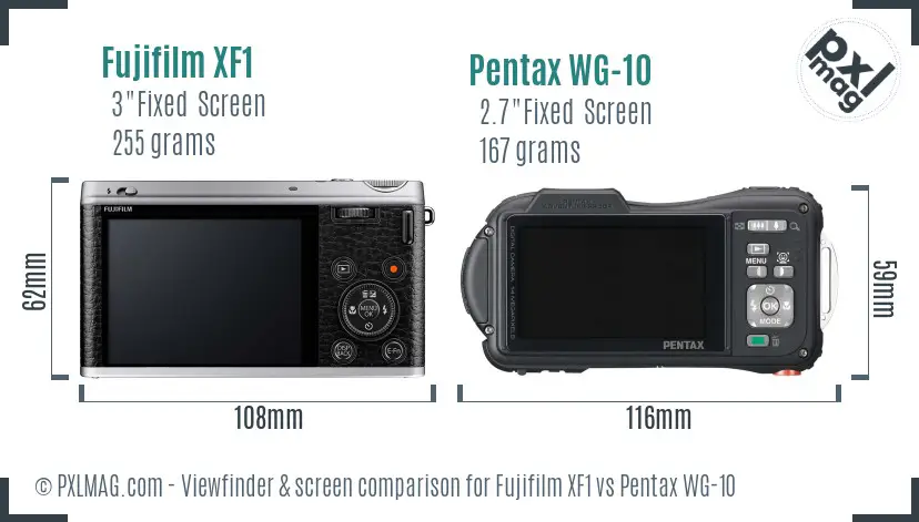 Fujifilm XF1 vs Pentax WG-10 Screen and Viewfinder comparison