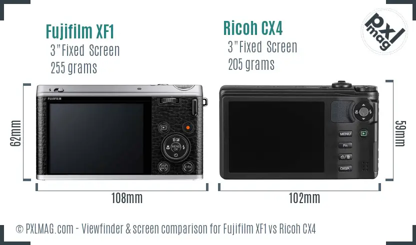 Fujifilm XF1 vs Ricoh CX4 Screen and Viewfinder comparison