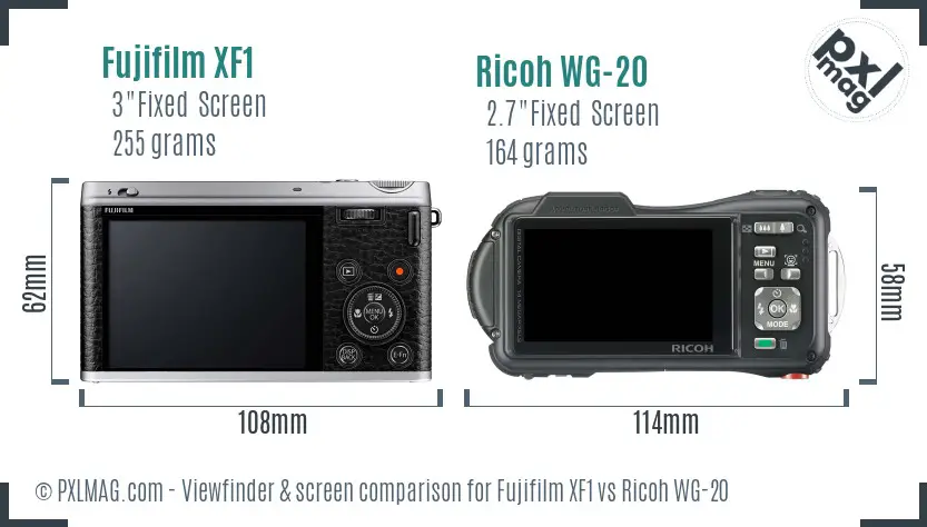 Fujifilm XF1 vs Ricoh WG-20 Screen and Viewfinder comparison