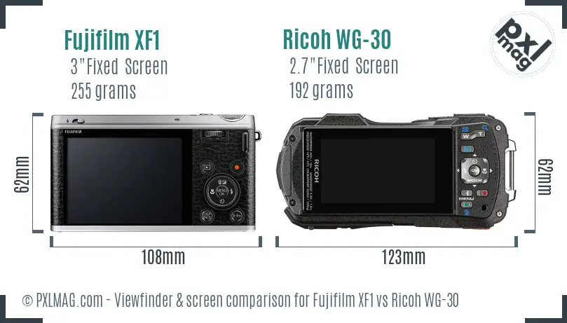 Fujifilm XF1 vs Ricoh WG-30 Screen and Viewfinder comparison