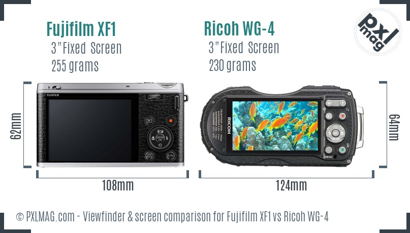 Fujifilm XF1 vs Ricoh WG-4 Screen and Viewfinder comparison