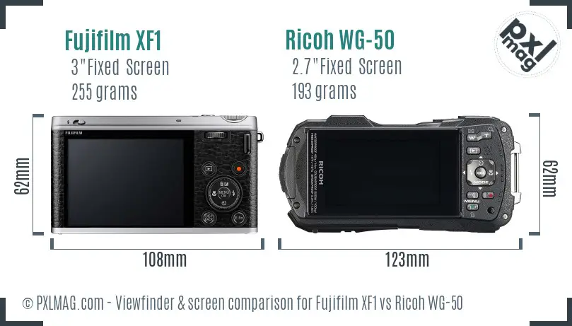 Fujifilm XF1 vs Ricoh WG-50 Screen and Viewfinder comparison Fujifilm XF1 vs Ricoh WG-50 Screen and Viewfinder comparison