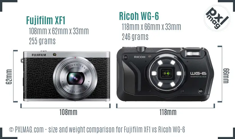 Fujifilm XF1 vs Ricoh WG-6 size comparison Fujifilm XF1 vs Ricoh WG-6 size comparison