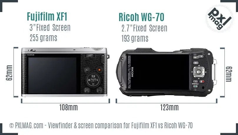 Fujifilm XF1 vs Ricoh WG-70 Screen and Viewfinder comparison