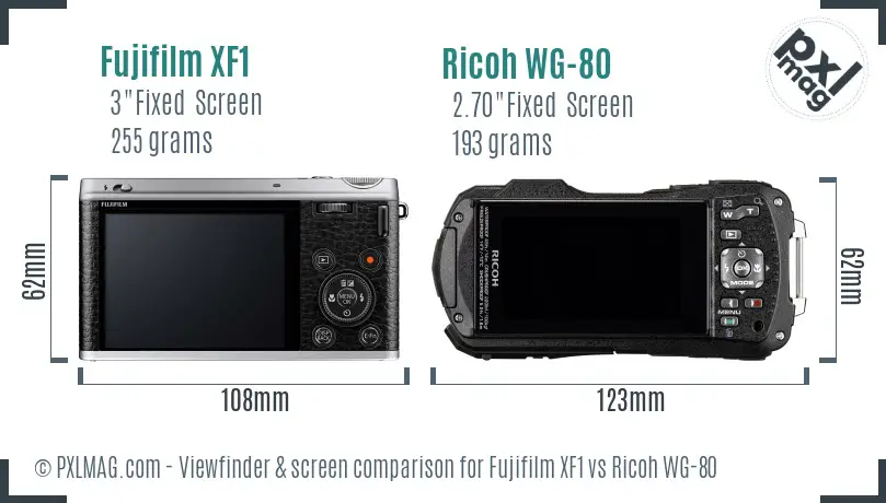 Fujifilm XF1 vs Ricoh WG-80 Screen and Viewfinder comparison